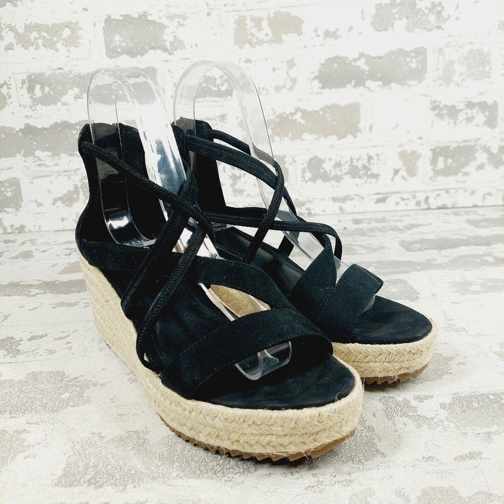 New Eileen Fisher Wanda Black Suede Espadrille A308 - Picture 4 of 12